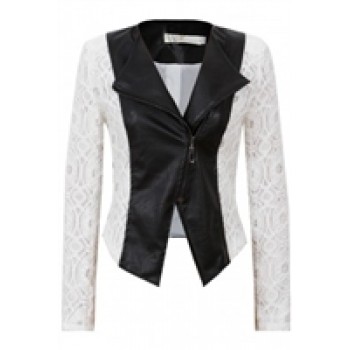 White & Black Lace Contrast Jacket 