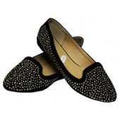 Gold Studded Black Ballerina Flat shoe 