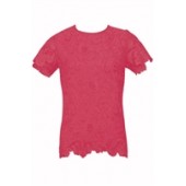 Coral Lace Detail Short Sleeve Top 
